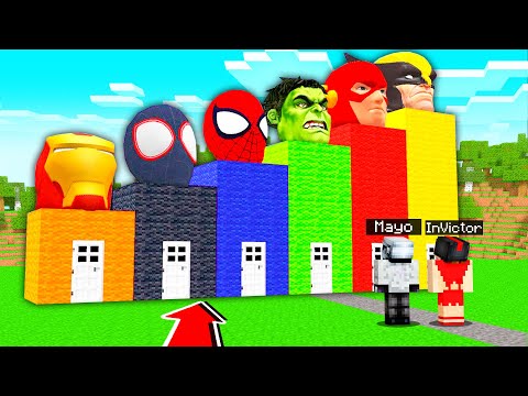 elmayo97 -  WHAT'S INSIDE the SUPER HEROES' HOUSES in MINECRAFT?  😱
