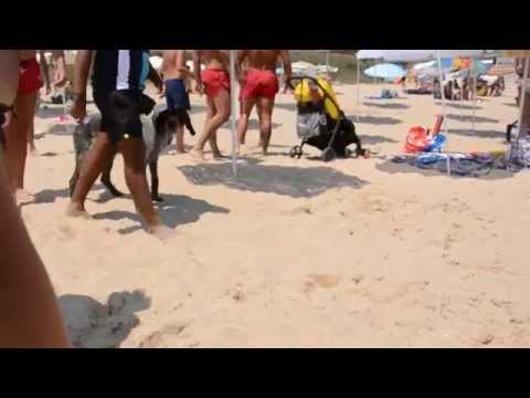 Bulgarian rescuers kicking russian tourists on South beach near Nessebar