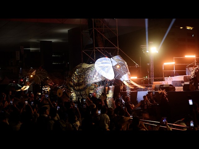 Giant mechanical elephants parade through Taipei streets