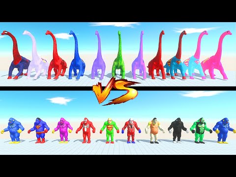 X10 SUPER HERO BRACHIOSAURUS VS X10 GORO DEATH CLIMB ► Animal Revolt Battle Simulator