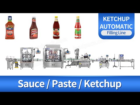 Automatic Glass Plastic Bottle Ketchup Tomato Sauce Filling Capping Labeling Machine Line