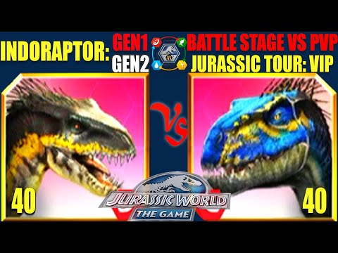 ALL 18 INDORAPTOR: GEN 1 - GEN 2 BATTLE STAGE - PVP - JURASSIC TOUR: VIP| JURASSIC WORLD THE GAME