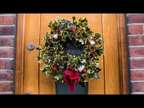 Homemade Christmas holly wreath using alcohol miniatures