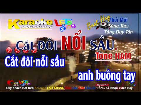 Karaoke Cắt ĐÔI NỔI SẦU Tone Nam Nhạc Sống Rumba Mới Nhất 2024 Chữ To Dễ Hát