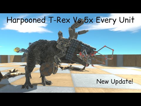 New Update! Harpooned T-Rex Vs 5x Every Unit ARBS |Animal Revolt Battle Simulator