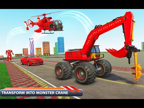 Monster Crane robot Car Transform Games