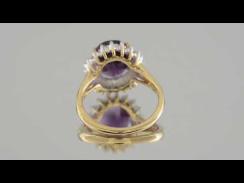 D8432 - 9ct Gold 4.1ct Amethyst & 1/2ct Diamond Cluster Ring