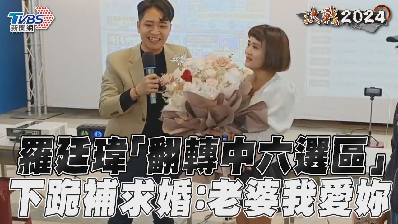 影音/台中藍營F4羅廷瑋當眾下跪求婚!「翻轉中六選區」勝選送驚喜