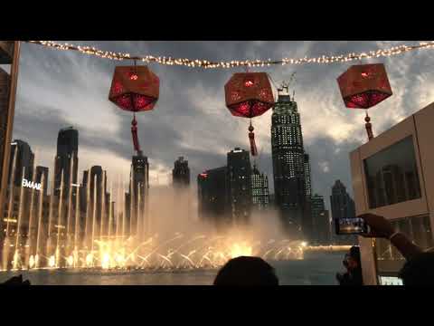 Dubai Burj Khalifa Water Fountain Dance on Chinese New Year day | World's tallest building