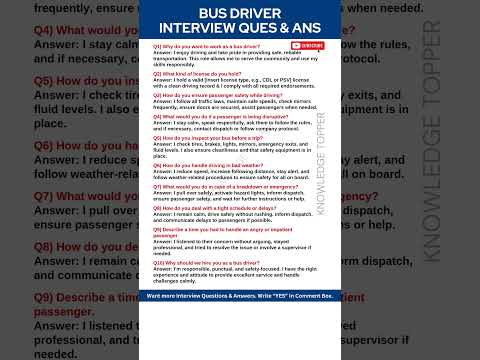 Bus Driver Interview Questions and Answers