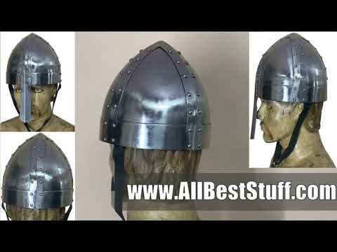 Watch YouTube Video for Medieval Viking Spangenhelm 18 Gauge Steel Helmet