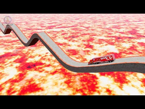 Mcqueen Truck vs Impossible Wave Bridge Crossing Cars vs Lava Crosses Bridge - BeamNG drive