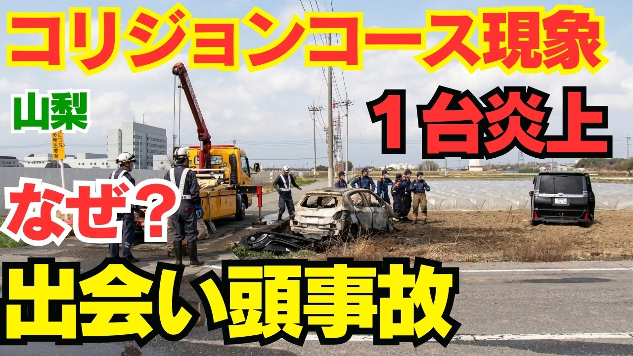 【過失割合10：90】見えているのに激突する「コリジョンコース現象」の罠。田んぼ道での全焼事故を徹底解説 山梨　甲府　出会い頭事故