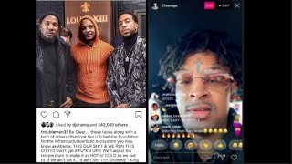 21 Savage RESPONDS to T.I. saying “Him, JEEZY &amp; Ludacris are the KINGS of ATLANTA” on INSTAGRAM LIVE
