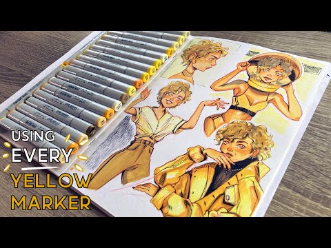 Art Challenge! Drawing with EVERY YELLOW marker | Character sheet