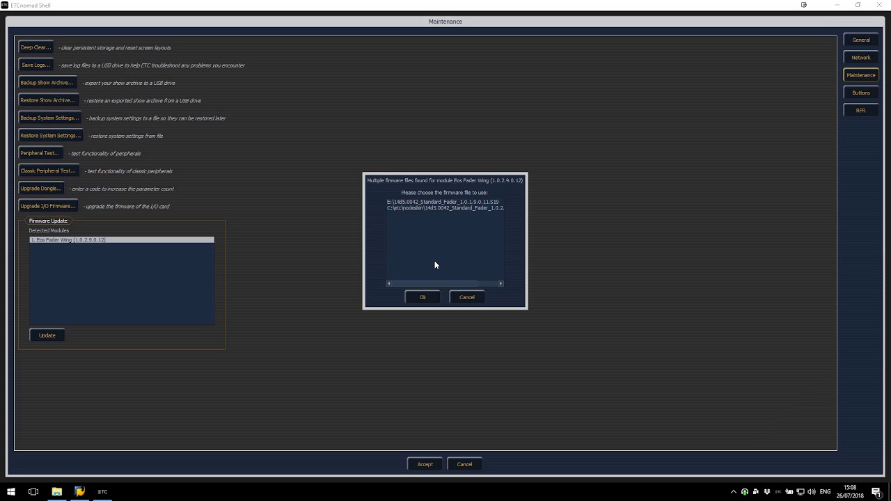 Upgrade Eos Standard Wing Firmware