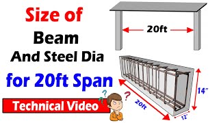 Size of Beam and Steel Rod Diameter for 20ft Span | Civil Engineering Basic video |
