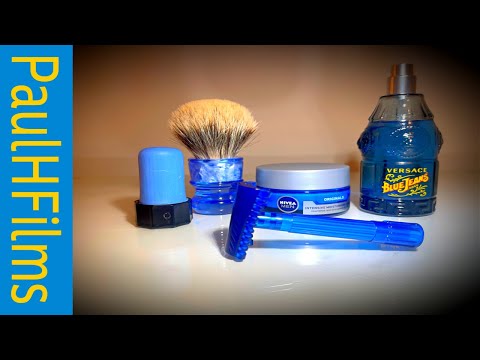 All Blue Sunday Shave - P.A.A. Phantom Blue Double Slant Open Comb Razor