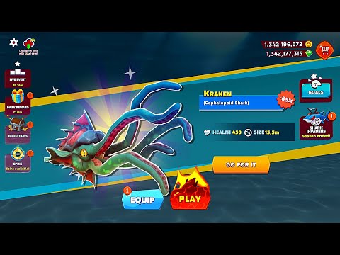 KRAKEN SHARK UNLOCKED GOT 85% OFF AND GAMEPLAY - BIG SHARK - UNLOCKED ALL HUNGRY SHARK EVOLUTION