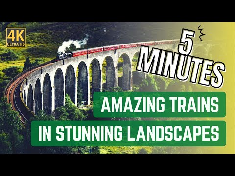 Train Tracks from Above: Drone Footage of Trains in Stunning Landscapes - 5 Minutes 4K - for Kids