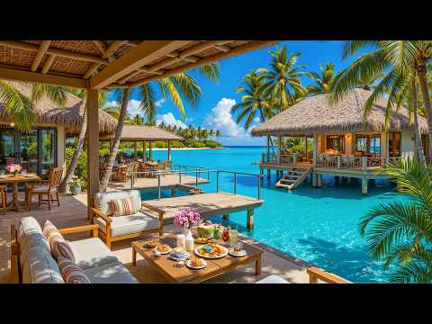 Seaside Cafe Ambience - Relaxing Bossa Nova Music with Soothing Ocean Waves for Uplifting Your Moods