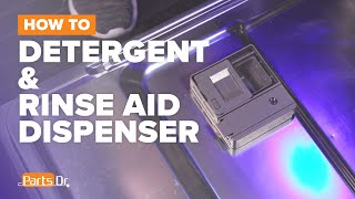 How to replace Detergent & Rinse Aid Dispenser part # W10861000 on your Whirlpool Dishwasher