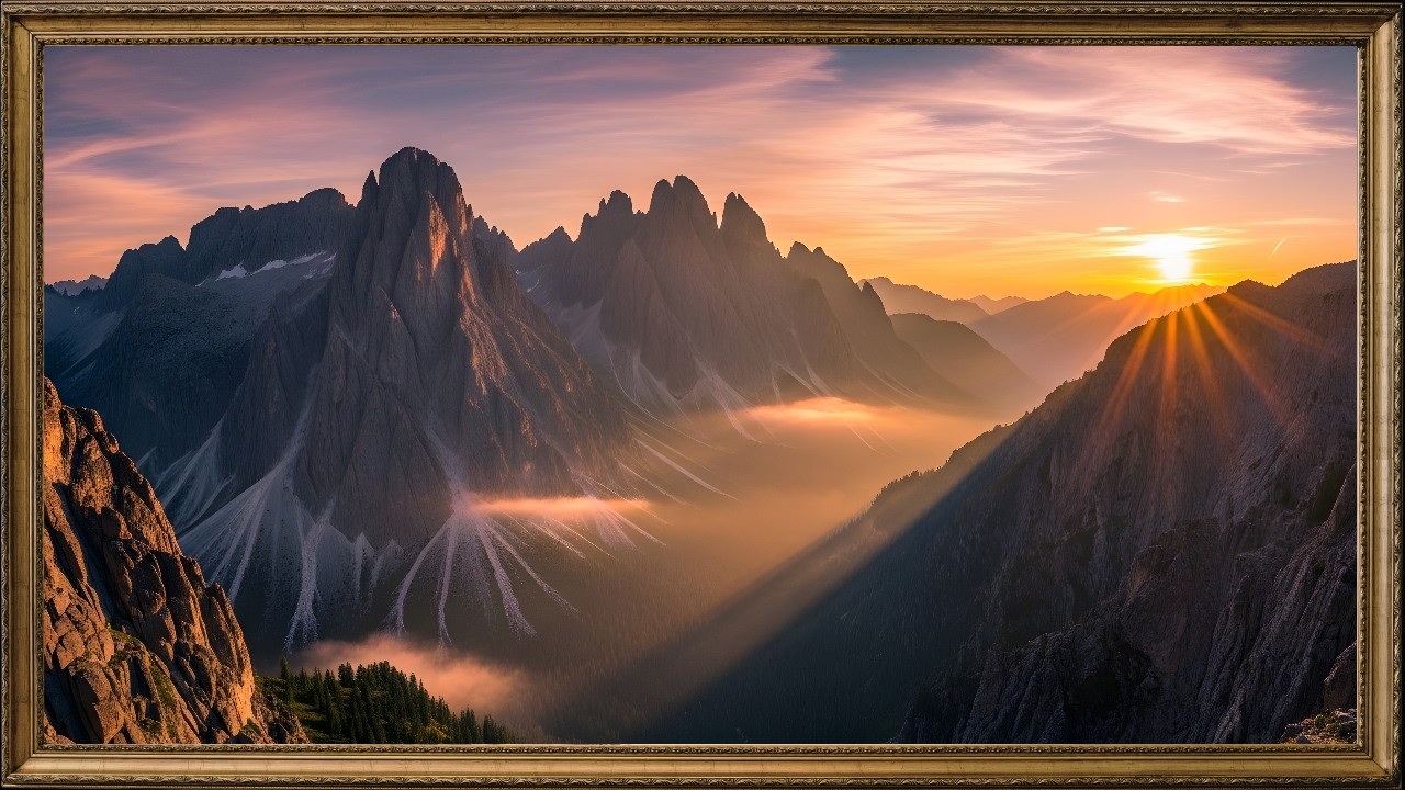 Epic Mountain Sunrise 🌄 Golden Sun Rays 4K TV Wallpaper