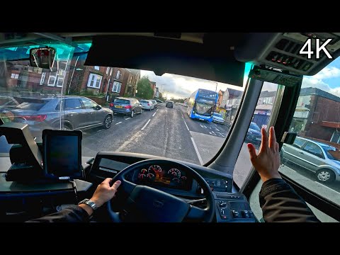 EXTREMELY BEAUTIFUL VOLVO BUS  REALISTIC POINT OF VIEW DRIVING IN 4K - MANCHESTER, UK 24Y OLD DRIVER