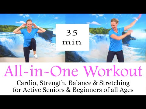 35 minute All-in-One Cardio, Strength, Balance & Stretching Workout