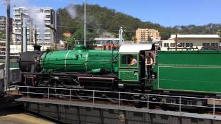 preview picture of video 'NSWGR Steam Locomotive 3642 on Gosford Turntable Oct 25 2014'
