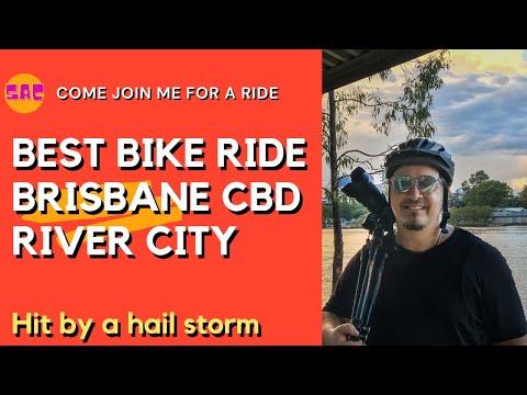 Brisbane Riverside Virtual Bike Ride - Hit by a Hail Storm - Electric Bike