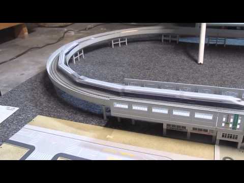 Kato and Tomix Shinkansen sets on the raised viaduct N scale