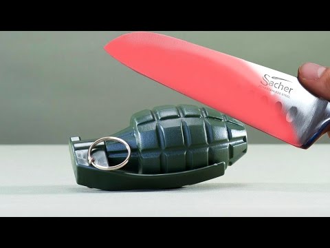 EXPERIMENT Glowing 1000 degree KNIFE VS A GRENADE Video