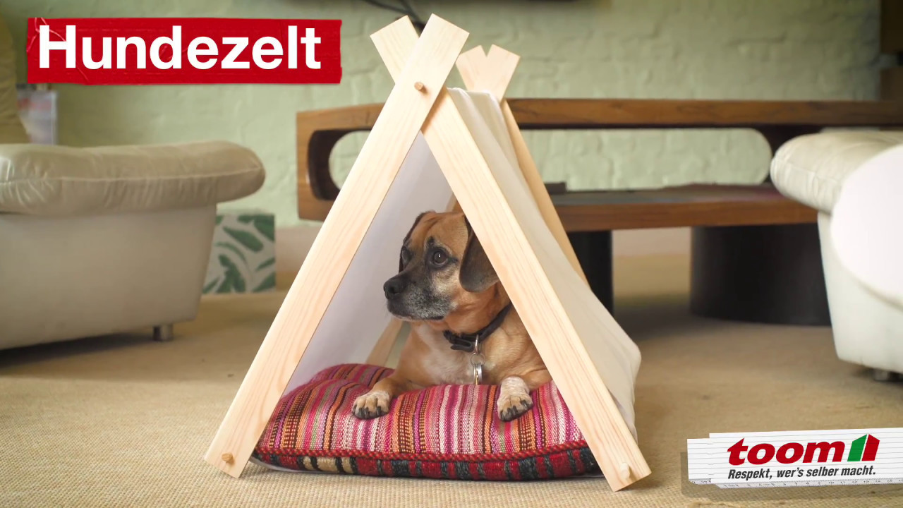 DIY Idee: Hunde-Tipi aus Holz und Stoff zum Selberbauen
