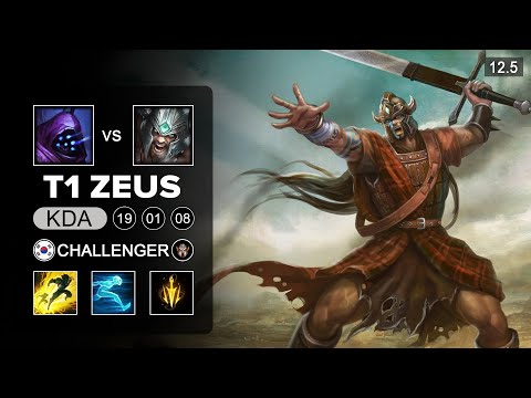 T1 Zeus Tryndamere Top vs Jax - KR Challenger - Season 12 Patch 12.5