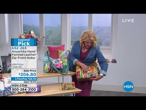 Anuschka – Handbemalte Hobo-Tasche aus Leder mit Reißverschluss vorne