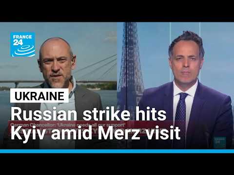 Russian strike hits Kyiv amid Chancellor Merz visit