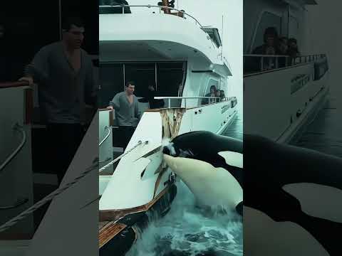💥Yacht destroyed by HUGE Orca Whale! #ocean #nature