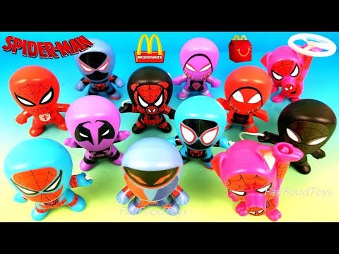 2018 McDONALDS SPIDERMAN HAPPY MEAL TOYS SPIDER-MAN INTO THE SPIDER-VERSE MOVIE KID FULL SET 6 WORLD Video