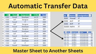 Automatic Transfer Data from Master to Another Sheets in Excel