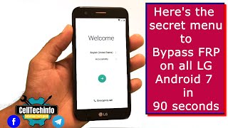 All LG Android 7.0 FRP bypass google account in less than 2 minutes chrono #k20 plus #aristo