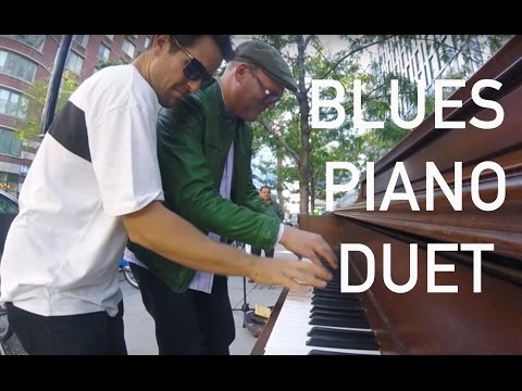 Spontaneous Blues Piano Duet on the streets of NYC with Frans Bak + Dotan