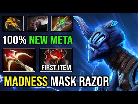 NEW Meta 1st Item Madness Mask Razor 100% Physical DPS Hit Like a Truck with Max Absorb DPS Dota 2