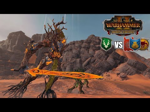 Total War: Warhammer II Battlecast #16 - (FFA) Woodelves vs Skaven, Dawi, Beastmen - Three Trees