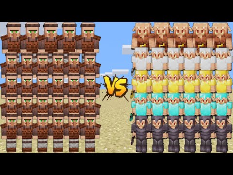 VILLAGER ARMY VS EVERY PIGLIN MINECRAFT – VILLAGER RAID AND ALL NETHER MOBS | FIGHT BATTLE