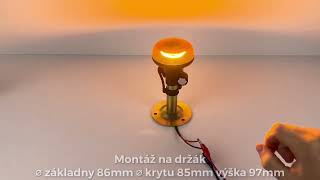 LED maják, 12-24V, 18xLED oranžový, na držák, ECE R65