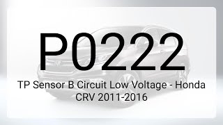 DTC P0222 - TP Sensor B Circuit Low Voltage - Honda CRV 2011-2016