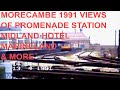 Morecambe 1991 feat promenade station , midland hotel , frontierland fairground , cyclone big dipper