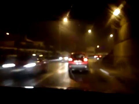 Zagreb:Drive under railway underpass at night (Alley Bologna)