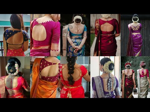 silk saree blouse back neck designs||